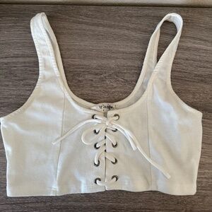 Lace up Crop Top White Size Small shirt bra undershirt